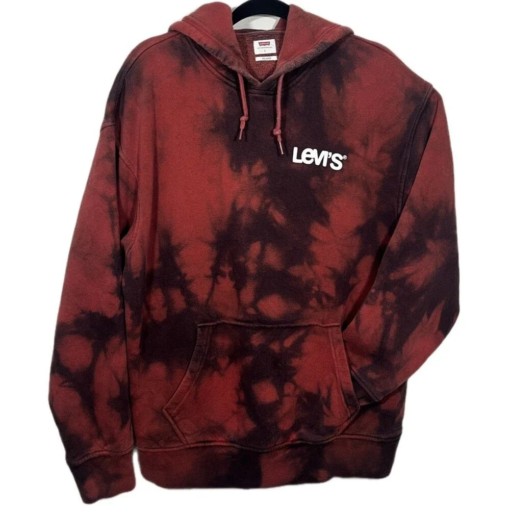 Men's Levi's Red Tie-Dye Hoodie Large